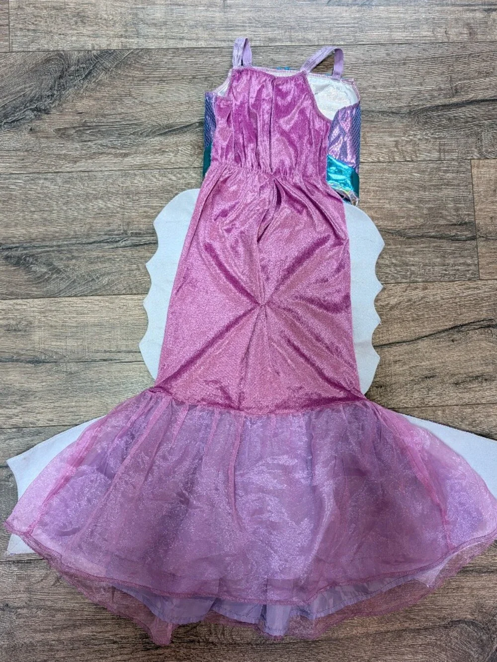 Kids Mermaid Halloween Costume Dress Up Cosplay Seashell Shimmery Teal & Purple